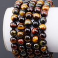 thumbnail image 3 of Natural Healing Power Gemstone Crystal Beads Unisex Adjustable Macrame Bracelets 8mm,Multi-Color Tiger Eye, 3 of 3