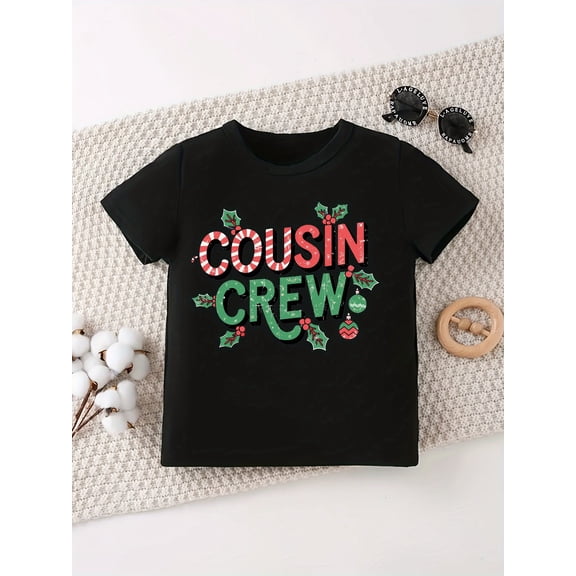 retro christmas cousin crew graphic t shirt short sleeve round neck casual summer with candy cane holly print cousin matching outfits machine washable sizes ideal