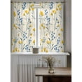 thumbnail image 4 of Yellow Blue Flowers Tier Curtains 45 Inch Length,Sheer Curtains for Bedroom Living Room,Spring Botanical Wild Floral Rustic Rod Pocket Voile Drapes Kitchen Curtains Small Window 27.5"x45" 2 Panels, 4 of 7