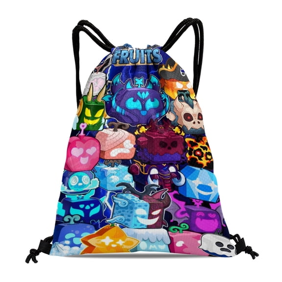 Drawstring Backpack for Blox Fruits Drawstring Pocket Adults Women Men Party Favor Bags Sports for Gym Travel Swimming Hiking Camping Tote Bag 11.8 × 15.7 in