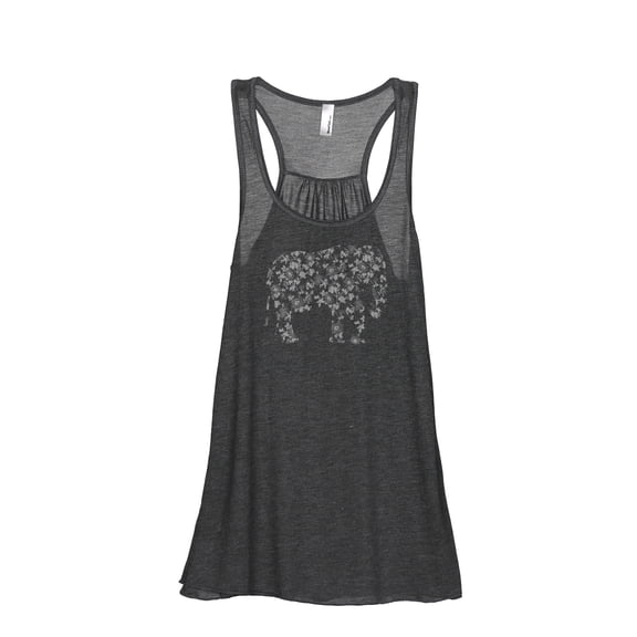 Thread Tank Floral Elephant Women's Sleeveless Flowy Racerback Tank Top Charcoal Small