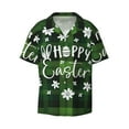 thumbnail image 2 of Lsque Happy Easter print Men's Cuban Collar Short Sleeve Shirt Summer Beachwear Casual Button Down Fashionable Vacation Leisure Shirt-3X-Large, 2 of 7