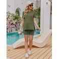 thumbnail image 4 of Ekouaer Two Piece Maternity Set Outfits Summer Short Sleeve Split Side Shirts and Shorts Maternity Loungewear Pregnancy Clothes, 4 of 7