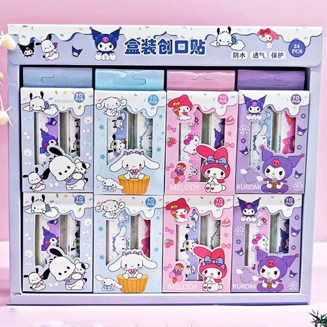 Bandaid Kawaii Hello Kitty Band Aid Anime Kuromi Vendas adhesivas impermeables y transpirables Pegatina portátil impresa con dibujos animados