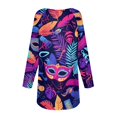 thumbnail image 5 of Mardi Gras Shirts for Women Glitter Sparkly Crew Neck Graphic Tee Sequins Long Sleeve Party Blouse Dark Blue M, 5 of 5