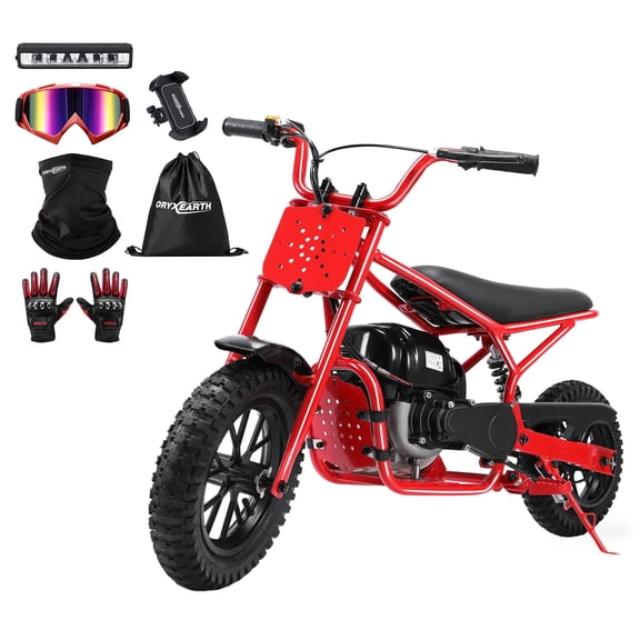 Oryxearth OGM37 Max Mini Bike Gas Powered, 4-Stroke off Road Bike for Teens, Easy Pull Start, Red