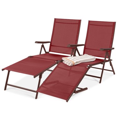 FDW Adjustable Reclining Patio Lounge Chair - Folding Chaise For Pool/Yard (Gray)