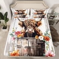 thumbnail image 2 of Manfei Floral Highland Cow Twin Sheet Sets 3pcs for Boys Girls,Farmhouse Animal Twin Fitted Sheet Microfiber,Vintage Aesthetics Breathable Flat Sheet,Luxury Bedroom Decor, 2 of 7