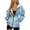 Blue Tie-Dye, variant on Sunflower American Tribal Leopard Print Trendy Zip Up Hoodies for Women Machine Washable Polyester Coat Comfortable Pockets Sweatshirt Fall Winter Essentials Casual Fashion, XS