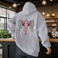thumbnail image 2 of Mens Hoodies Comfort Hoodie Winter Angel Wing Print Casual Pullover Hoodie Soft Lined Sweatshirt Cozy Streetwear Top With Front Pocket for Outdoor, 2 of 4