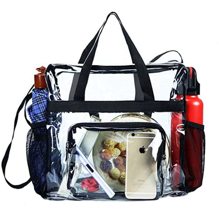 Stadium Approved Clear lunch Bag with Adjustable Strap Front Storage Compartment and Mesh Pockets See Through Zippered Clear lunch Bags for Work School Concerts Walmart