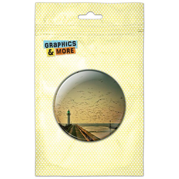 Lighthouse in Distance Pinback Button Pin Badge