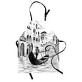thumbnail image 1 of Sketchy Apron Gondola in Venice European Famous Canal History Mediterranean Holiday Image, Unisex Kitchen Bib Apron with Adjustable Neck for Cooking Baking Gardening, Black and White, by Ambesonne, 1 of 3