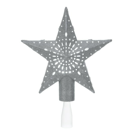 Holiday Time Silver Star Lighted Projection LED Tree Topper,