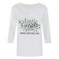 thumbnail image 5 of Christmas Shirts for Women Three Fourths Sleeve Round Neck Casual Loose Tops for Christmas Party White 3XL, 5 of 5