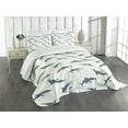 thumbnail image 3 of Ambesonne Shark Quilted Bedspread Set 3 Pcs, Dangerous Underwater, Queen Size, Slate Blue and Eggshell, 3 of 5