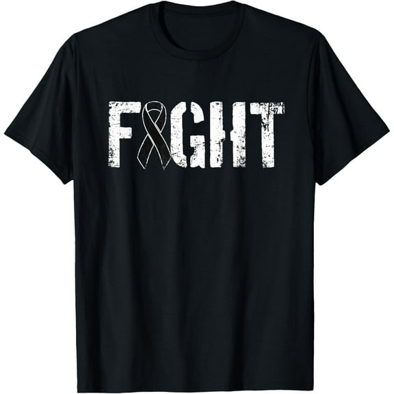 Crewneck Unisex Tee - Fight Melanoma Cancer - Military Style Awareness Ribbon T-Shirt