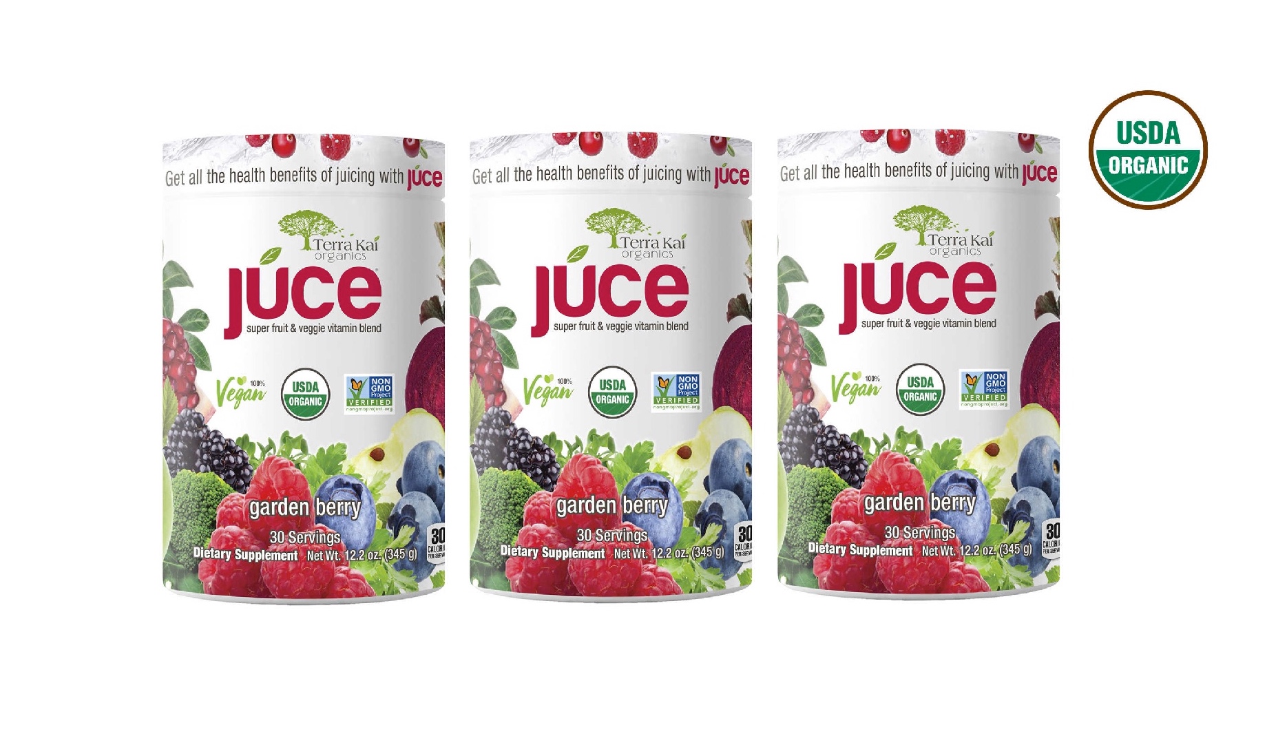 Terra Kai USDA Organic Juce Super Fruit & Veggie Powder, 12.2 Ounces