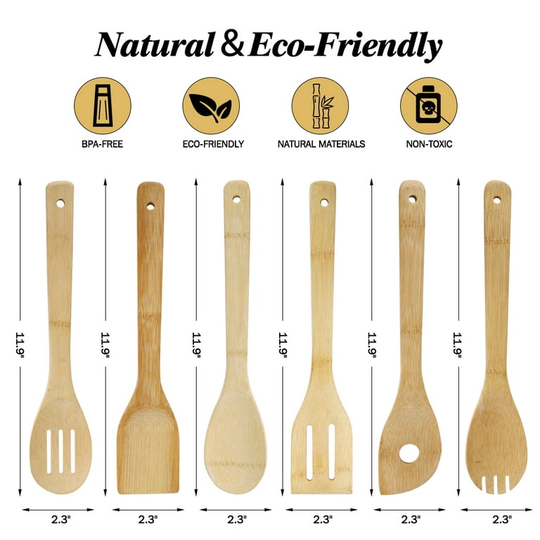 Phonesoap Wooden Cooking Utensil 5 Spoon Spatula Tools Kitchen Mixing Piece Set KitchenDining & Bar Beige, Size: 30