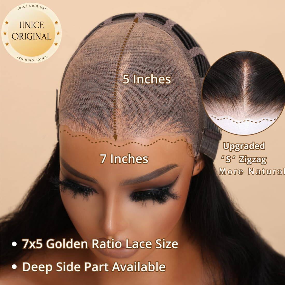 UNICE Bye Bye Knots Wig Body Wave 7x5 HD Lace Front Wigs Human Hair Pre Bleached Invisible Knots Wear and Go Glueless Frontal Wigs Human Hair Pre Cut Lace Wig Pre Plucked
