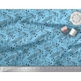 thumbnail image 2 of Soimoi Blue Cotton Voile Fabric Brush Stroke & Dots Abstract Printed Fabric 1 Yard 42 Inch Wide, 2 of 3