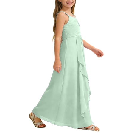 Tween Girl Tulle Dress Green Sleeveless Cute Dresses Graduation Photography Outfit 11-12Years