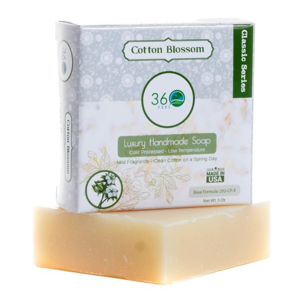 360Feel Jabón de algodón limpio Jabones hechos a mano de Castilla de 5 oz - Aroma refrescante de primavera - Barra de jabón natural para hombres con aceite esencial - Regalos de boda de aniversario -