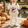 thumbnail image 2 of Quealent Baby Boy Girl Thanksgiving Outfit Onesie Bubble Romper Strap Waffle Overalls Bodysuit (Khaki, 12-18 Months), 2 of 5