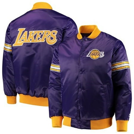 Pick Stitch Jacket - Los Angeles Lakers Starter The Draft Pick Varsity Satin Full-Snap Jacket - Purple