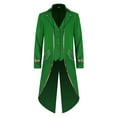thumbnail image 3 of IBTOM CASTLE Men's Steampunk Vintage Tailcoat Jacket Gothic Medieval Victorian Frock Button Down Swallow Coat Uniform L Green & Gold, 3 of 6