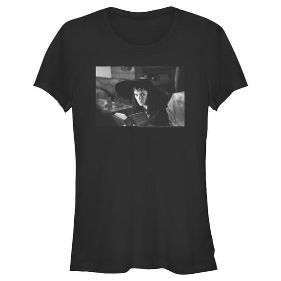 Junior's Beetlejuice Lydia Black and White Portrait  Graphic T-Shirt