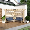 thumbnail image 2 of Outsunny 9' x 9' Corner Pergola w/ Conversation Set , Natural and Blue, 2 of 9