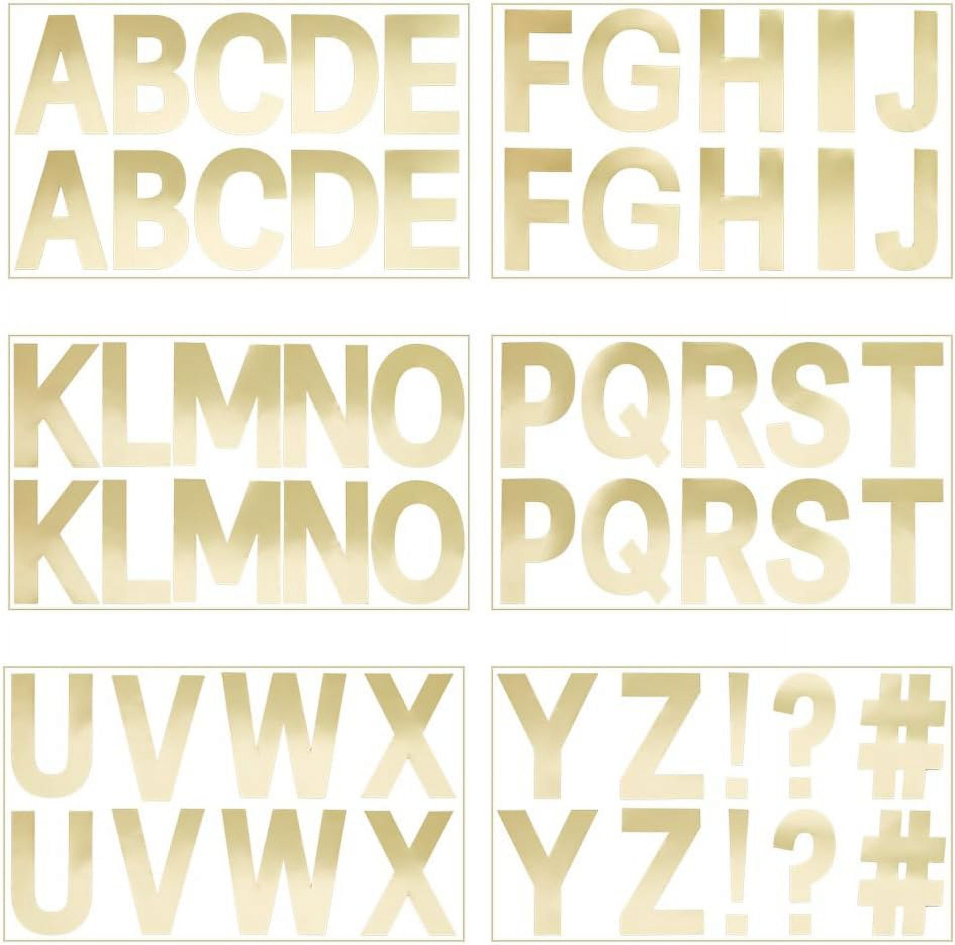 6 Sheets Letter Number Stickers Small Golden Self Adhesive Alphabet Stickers Kit Sticky Decals Letters DIY