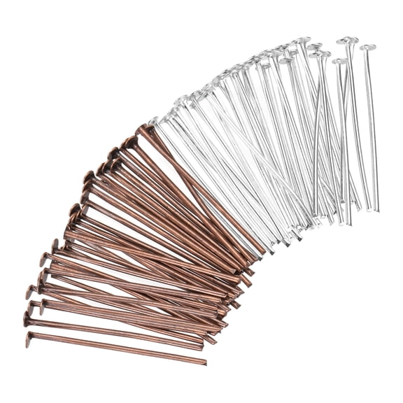 Uxcell 200Pcs Flat Head Pins for Jewelry Making 25mm Brass Flat Head Pins Jewelry Head Pins 20 Gauge White and Purple Bronze