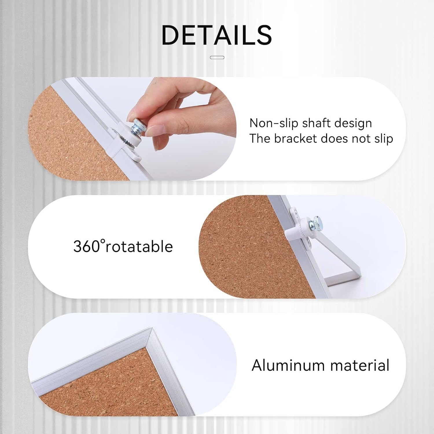 9.8"×9.8" Cork Board Bulletin Board, Double Sided Pin with Silver Aluminum Border, Desktop Small Stand Suitable for Home, Office, Desk Message or Picture