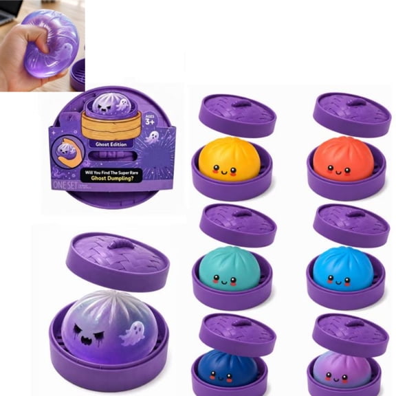 Ghost Dumpling Squishy, Soft Stretchy Halloween Ghost Dumpling Squeeze, Perfect Gift for Anxiety Relief (Random 1 of 7 Colors )