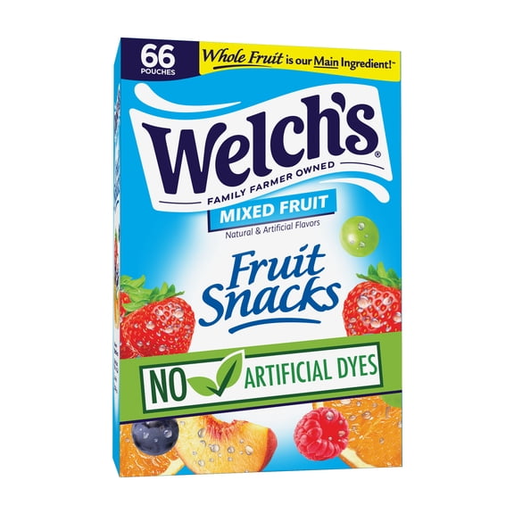 Welch's Fruit Snacks Gluten-Free Mixed Fruit Soft Fruit Snacks, .8 oz (66 pack)