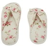 Printed Cotton Women Memory Foam Slippers, Butterfly Tie, Floral Peonies, 7-8