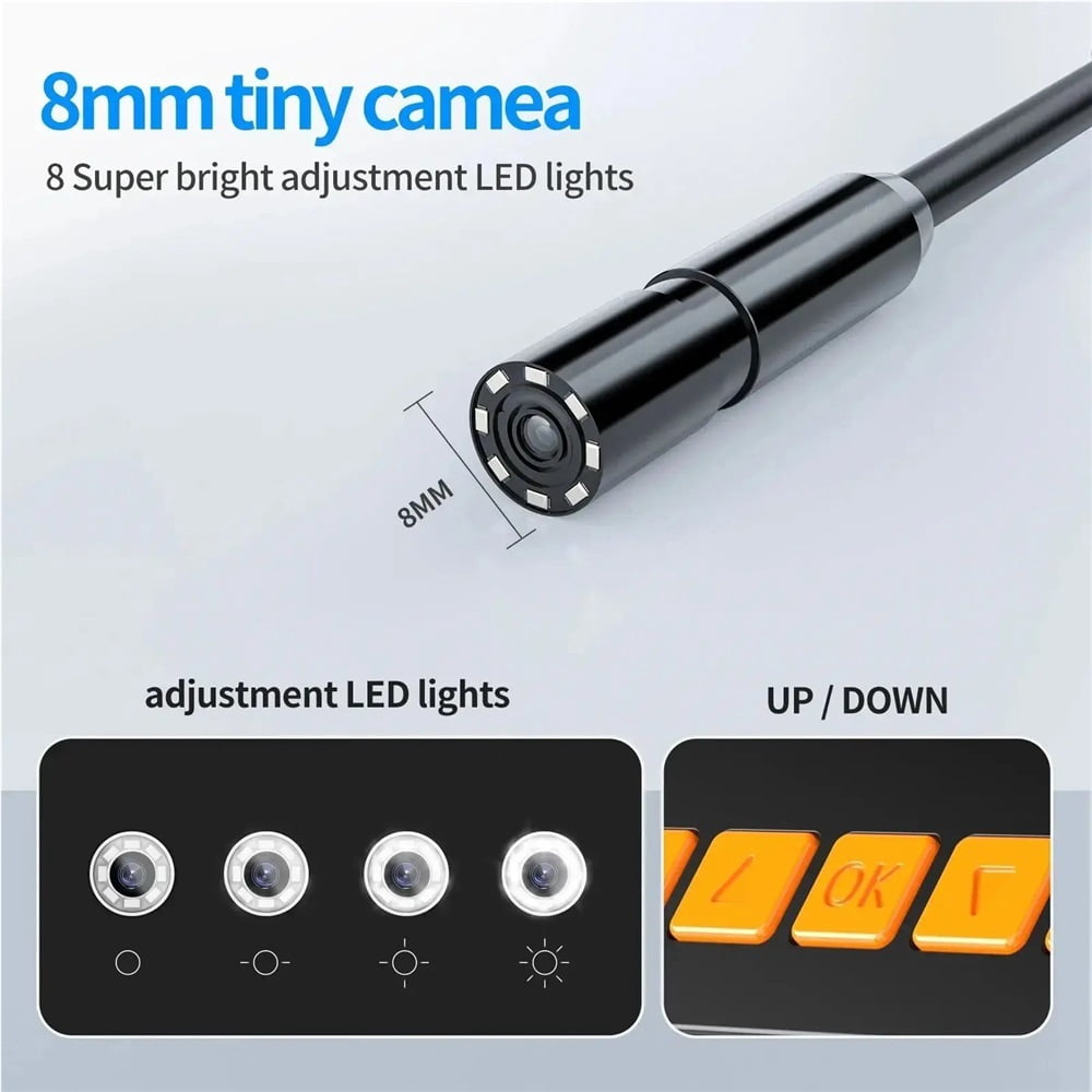 8mm Lens Pipeline Camera HD Color Screen 4.3 Inch IPS 1080P IP67 Waterproof Endoscope Camera With 8 LED Lights Plumbing Camera