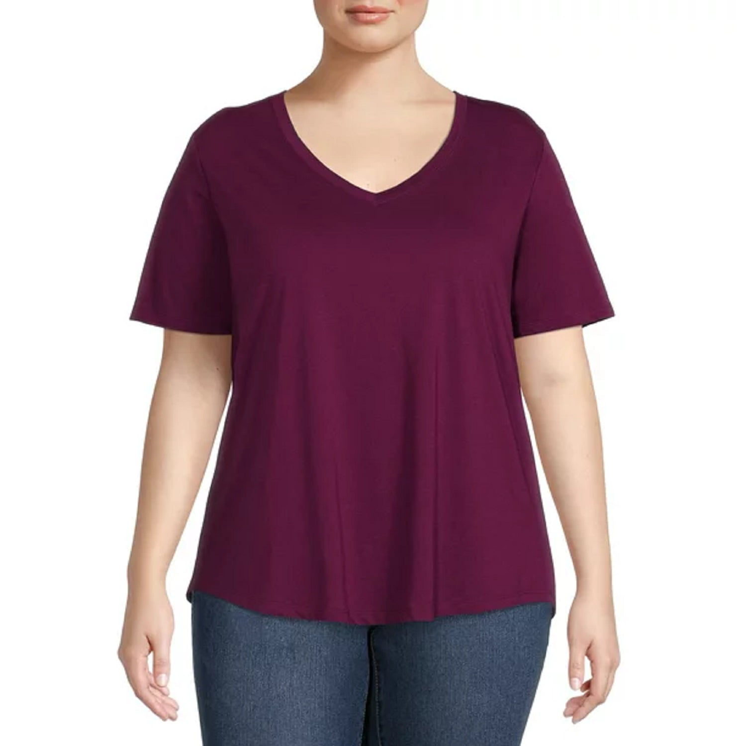 Women's Plus Size Short Sleeve Core VNeck Tee TShirt (Purple, 3x