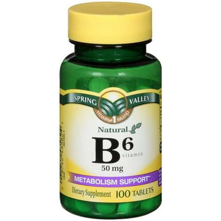 Spring Valley: Natural 50 Mg Metabolism Support B6 Vitamin Dietary Supplement, 100 Ct