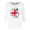 thumbnail image 3 of WREESH Womens Great Britain Uk Flag T-Shirts Casual 3/4 Sleeve T-Shirt Patriotic Basic Graphic Tees Blouse Round Neck Pullover Tops White, 3 of 5