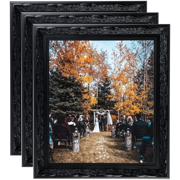 ArtToFrames 4" x 30" Matte Black Picture Frame, 4x30 inch Black Wood Poster Frame (WOM-5113), 3 Pack