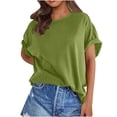 thumbnail image 2 of Timegard Oversized Tshirts for Women Round Neck Short Sleeve Solid Color Summer Casual Loose Workout Tops, 2 of 7
