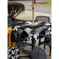 thumbnail image 5 of Outdoor Tablecloth with Umbrella Hole for Patio/Picnic/Party/Camping, Black White Football Waterproof Table Cloth Square Cover Washable, Modern Abstract Art Balls Sport Game (60"x 60"), 5 of 9