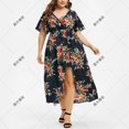 thumbnail image 4 of Edvintorg Plus Size Women Dresses Fashion Women Floral Printed V-Neck Short Sleeve Split Casual Beach Dress Summer Outfits for Women 2025, 4 of 6