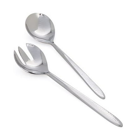 - Hammered Stainless Steel Flat Handle Servers, Set of 2