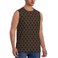 thumbnail image 2 of Honeii Brown Moroccan Trellis Print Men's Sleeveless Muscle Shirts, Breathable & Quick-Dry Gym Shirt, Athletic Tank Top for Running, Fitness, and Outdoor Activities-Medium, 2 of 7