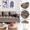 thumbnail image 3 of SAINSPEED Faux Leather Sofa Couch 67" W Sofas with Button Tufted Design and Hand Stitched, Heavy Duty Foundation with Gold Metal Legs, Lift-Up Storage and Bolster Pillows in Dark Brown, 3 of 9