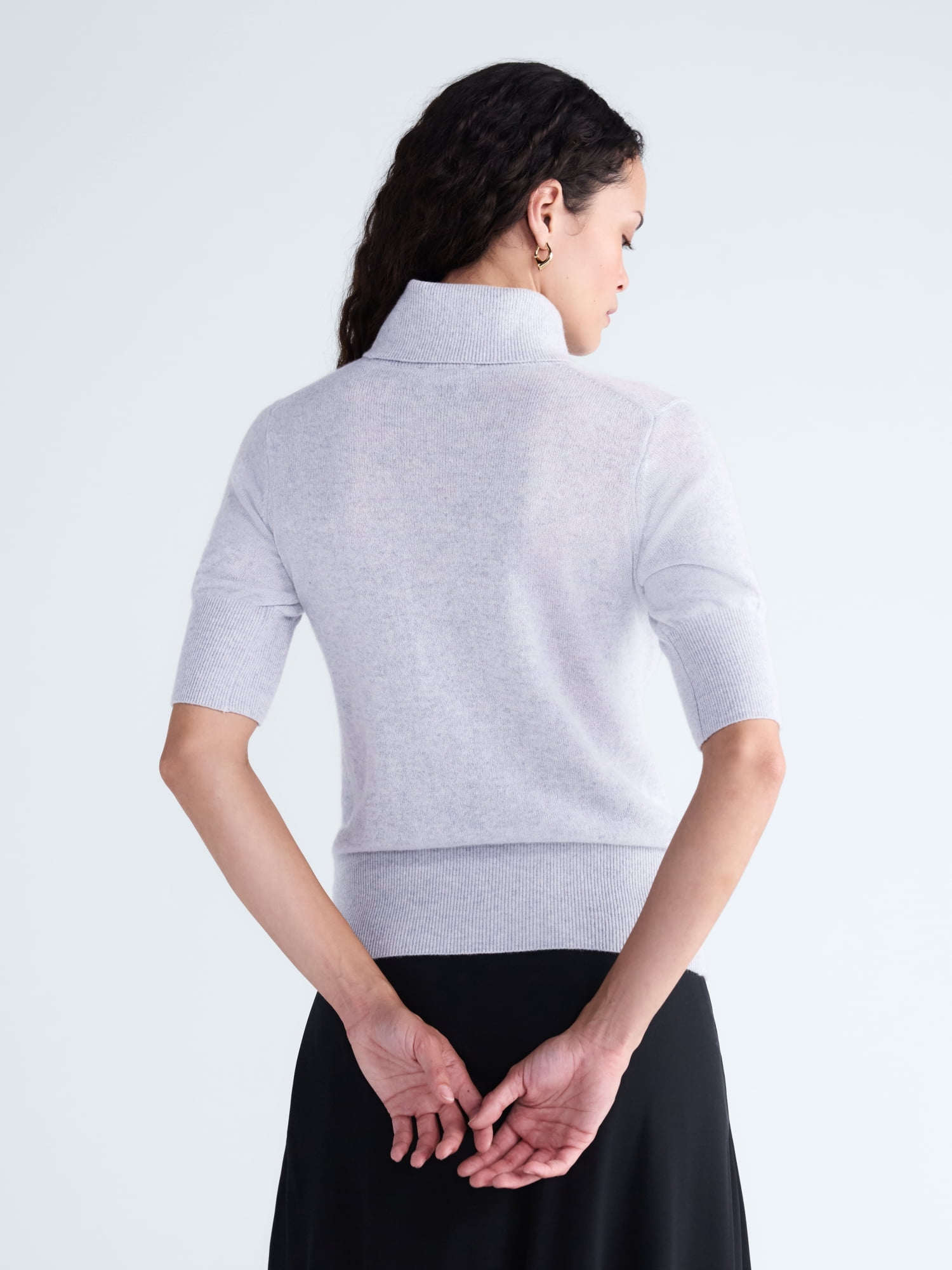 Scoop Women’s and Women’s Plus Cashmere Turtleneck Sweater with Elbow Length Sleeves, Lightweight, XXS-4X